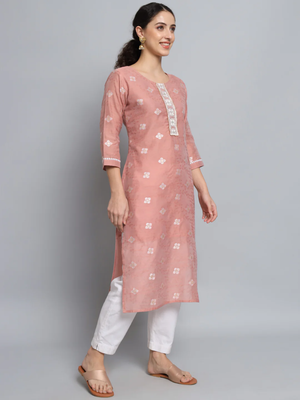 Peach pink silk blend designer festive wear readymade suit 2
