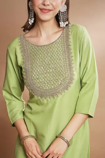 Pista silk blend designer festive wear readymade suit