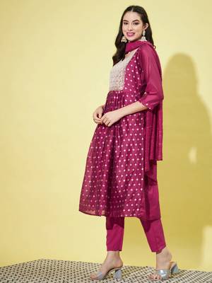 Purple chanderi modal butti designer festive wear readymade suit 2