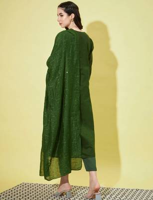 Mehendi green chanderi modal butti designer festive wear readymade suit 3