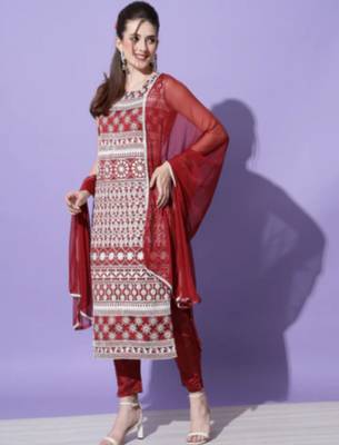 Maroon silk blend designer festive wear readymade suit 2