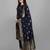 Navy-blue cotton silk jacquard designer festive wear readymade suit