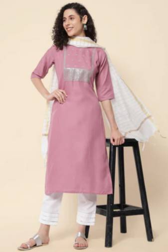 Levender cotton blend designer festive wear readymade suit