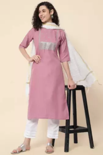 Levender cotton blend designer festive wear readymade suit