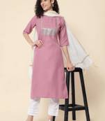Levender cotton blend designer festive wear readymade suit