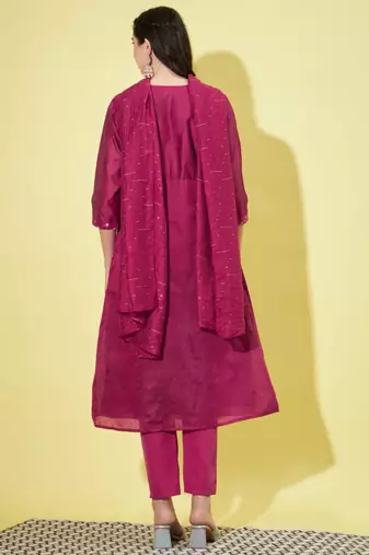 Purple chanderi modal butti designer festive wear readymade suit