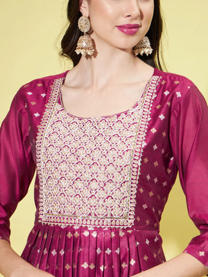 Purple chanderi modal butti designer festive wear readymade suit 4