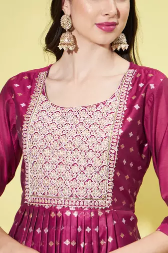Purple chanderi modal butti designer festive wear readymade suit