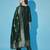 Green cotton silk jacquard designer festive wear readymade suit