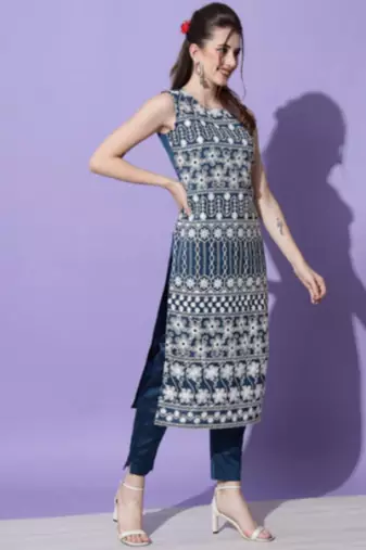 Teal silk blend designer festive wear readymade suit