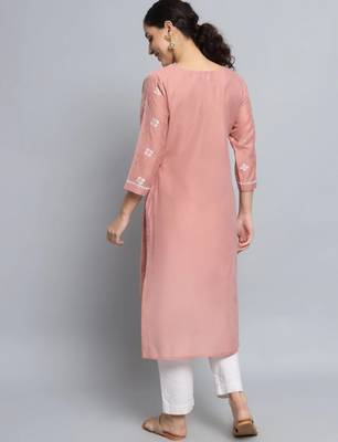 Peach pink silk blend designer festive wear readymade suit 4