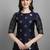 Navy-blue cotton silk jacquard designer festive wear readymade suit