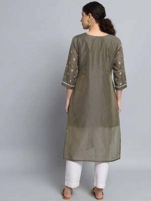 Grey silk blend designer festive wear readymade suit 4