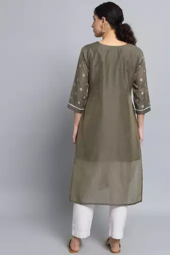 Grey silk blend designer festive wear readymade suit
