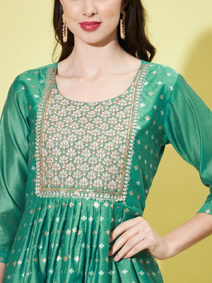Rama green chanderi modal butti designer festive wear readymade suit 4