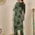 Floral embroidered viscose rayon round neck kurta trouser & dupatta