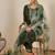 Floral embroidered viscose rayon round neck kurta trouser & dupatta