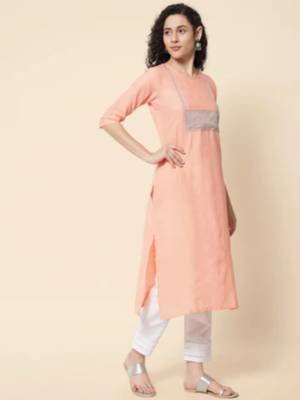 Peach cotton blend designer festive wear readymade suit 2