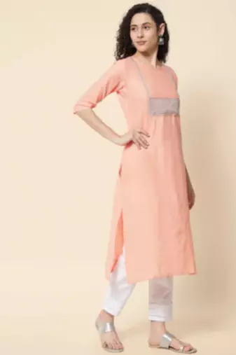 Peach cotton blend designer festive wear readymade suit