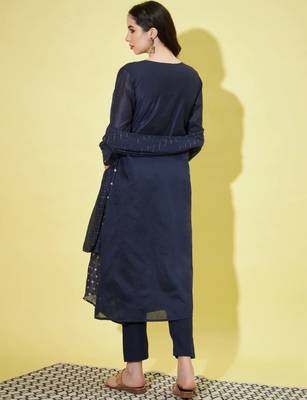 Navy blue chanderi modal butti designer festive wear readymade suit 3