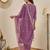 Floral embroidered silk blend round neck kurta trouser & dupatta