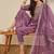 Floral embroidered silk blend round neck kurta trouser & dupatta