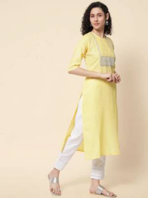 Yellow cotton blend designer festive wear readymade suit 2
