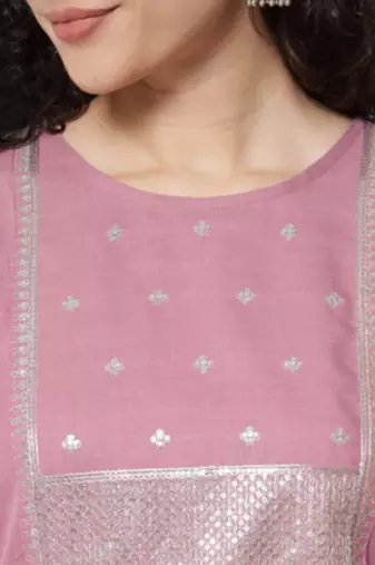 Levender cotton blend designer festive wear readymade suit