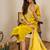 Floral embroidered silk blend round neck kurta trouser & dupatta