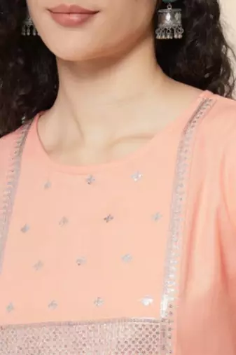 Peach cotton blend designer festive wear readymade suit