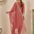 Floral embroidered silk blend round neck kurta trouser & dupatta