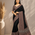 black ajarakh print with mirror and beautiful tussle crepe silk saree
