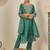 Floral embroidered silk blend round neck kurta trouser & dupatta