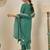 Floral embroidered silk blend round neck kurta trouser & dupatta