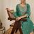 Floral embroidered silk blend round neck kurta trouser & dupatta