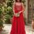 Women’s red embroidered anarkali gown with dupatta for party wear