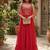 Women’s red embroidered anarkali gown with dupatta for party wear