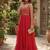 Women’s red embroidered anarkali gown with dupatta for party wear