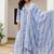 Women’s sky blue mal cotton lucknowi work gown set