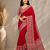 red ajarakh print with mirror and beautiful tussle crepe silk saree