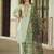 Floral embroidered viscose rayon round neck kurta trouser & dupatta