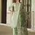 Floral embroidered viscose rayon round neck kurta trouser & dupatta