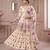 Designer wedding wear cream crepe silk printed embroidery peplum sharara set