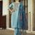 Floral embroidered viscose rayon round neck kurta trouser & dupatta