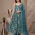 Teal blue heavy silk anarkali gown with beads hand work