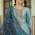 Floral embroidered viscose rayon round neck kurta trouser & dupatta