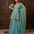 Aqua blue fandy silk 5mm sequence embroidery kediyu lehenga with georgette lace border work dupatta