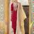 Floral embroidered viscose rayon round neck kurta trouser & dupatta