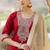 Floral embroidered viscose rayon round neck kurta trouser & dupatta