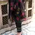 Floral embroidered viscose rayon round neck kurta trouser & dupatta